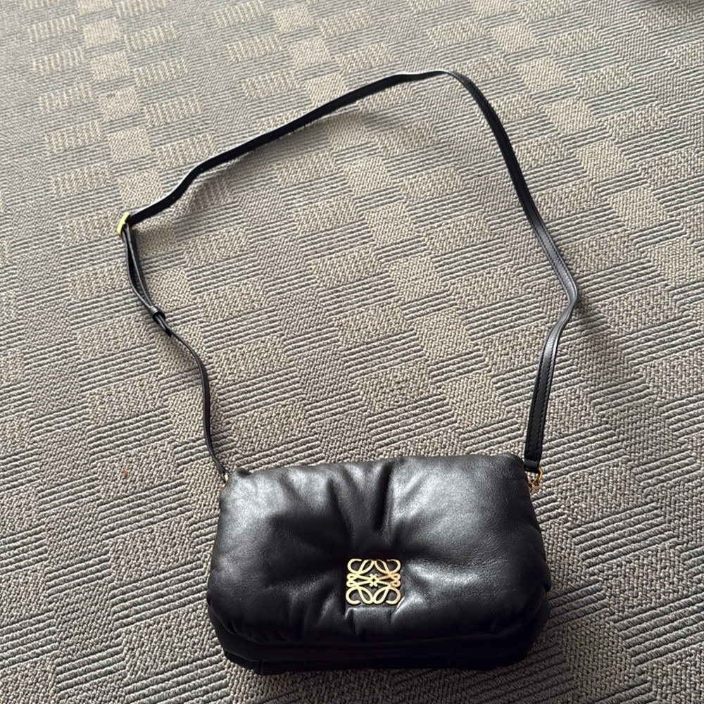 Loewe black lambskin mini Goya puffer bag